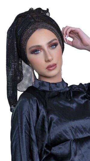 מטפחת פייטים שחור ברונז'ה