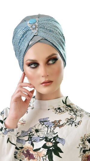 מטפחת תכשיט תכלת מטאלי